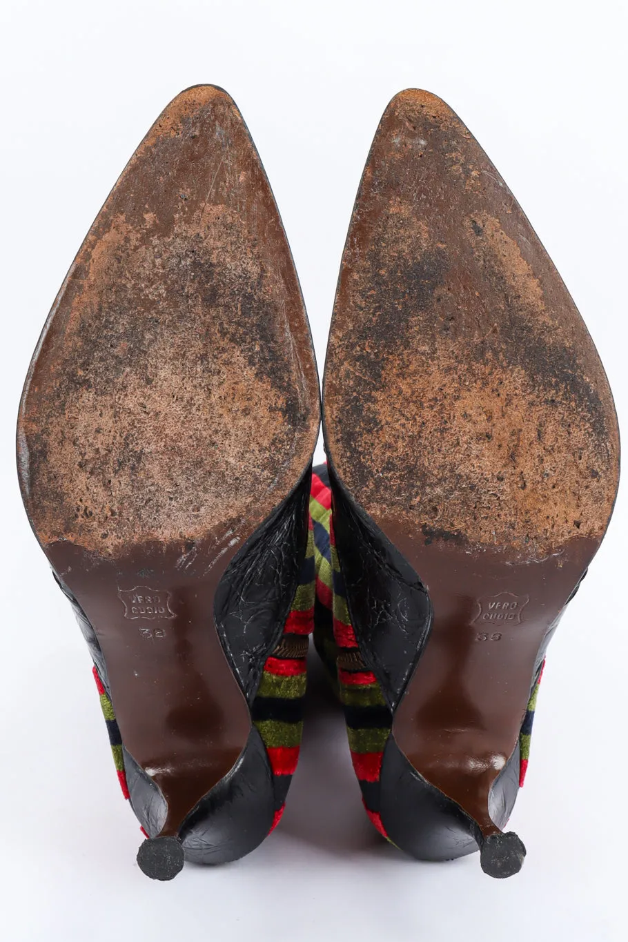 Stripe Velvet & Leather Heel Boot