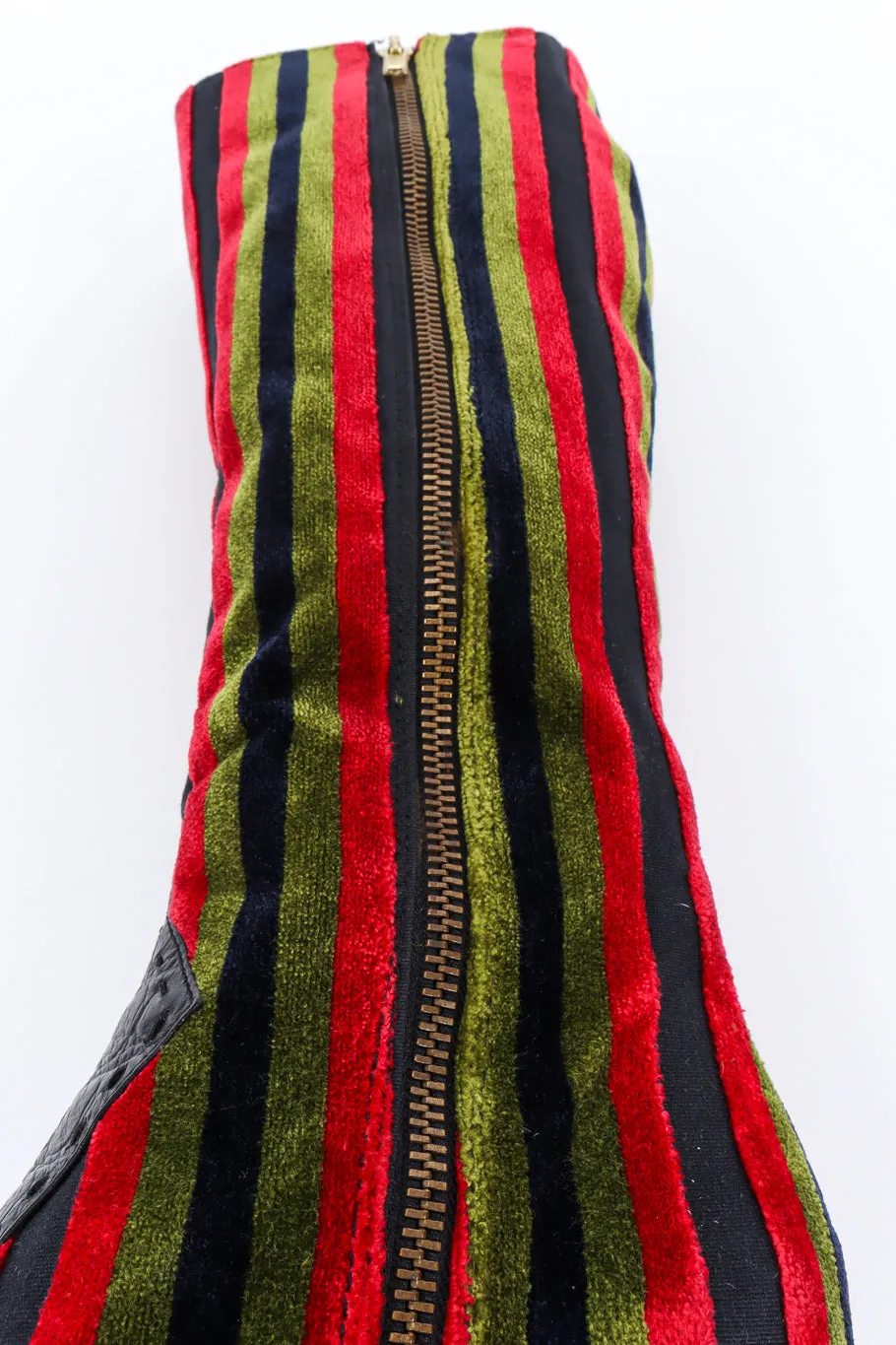 Stripe Velvet & Leather Heel Boot
