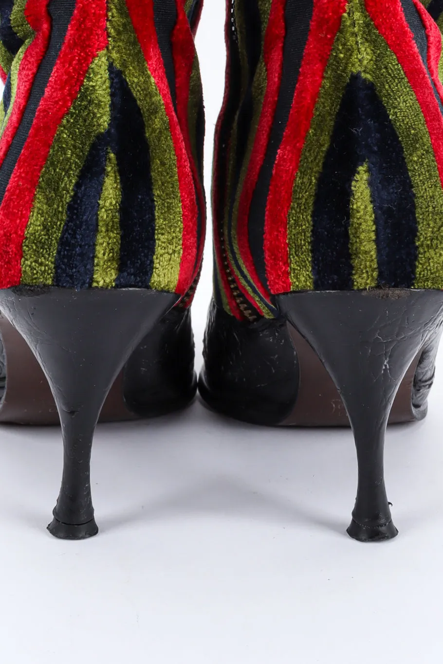 Stripe Velvet & Leather Heel Boot