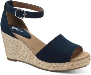 Style & Co. Womens Seleeney Faux Suede Wedge Sandals 10004896400 Navy Blue 12M