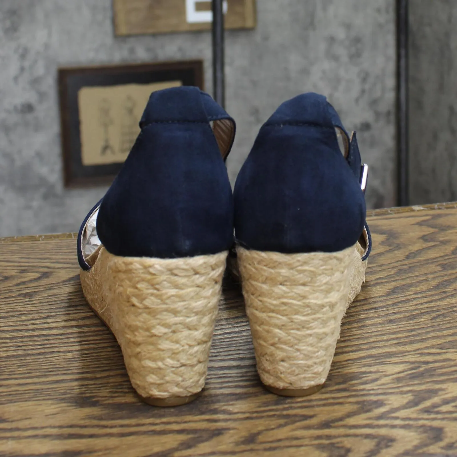 Style & Co. Womens Seleeney Faux Suede Wedge Sandals 10004896400 Navy Blue 12M