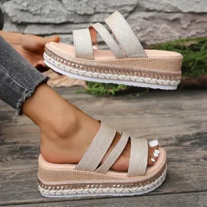 Stylish GoldTwist Double-Strap Sandals