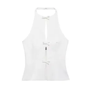 Stylish Sleeveless Bowknot Top Skirt Set