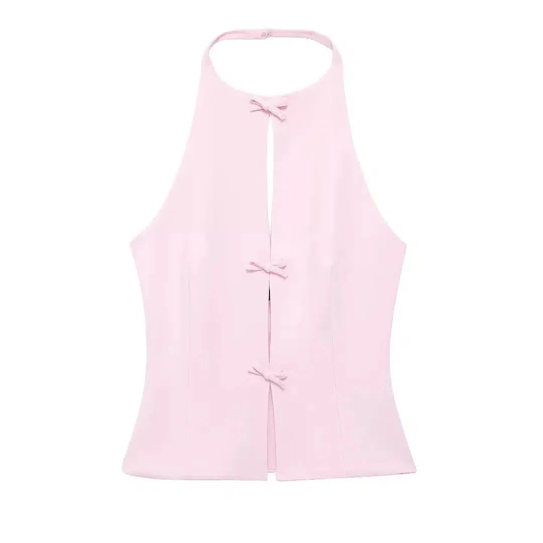 Stylish Sleeveless Bowknot Top Skirt Set