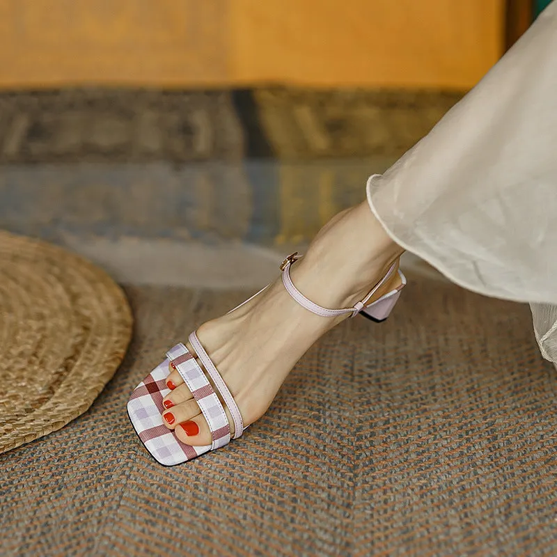 Stylish Square Toe Peep-toe Sandals