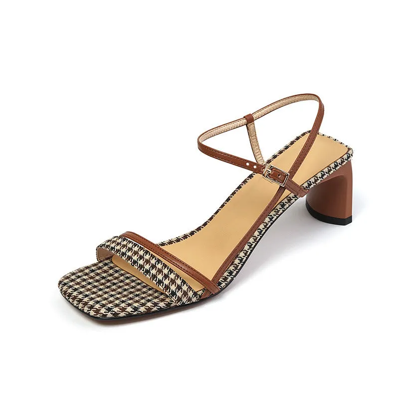 Stylish Square Toe Peep-toe Sandals