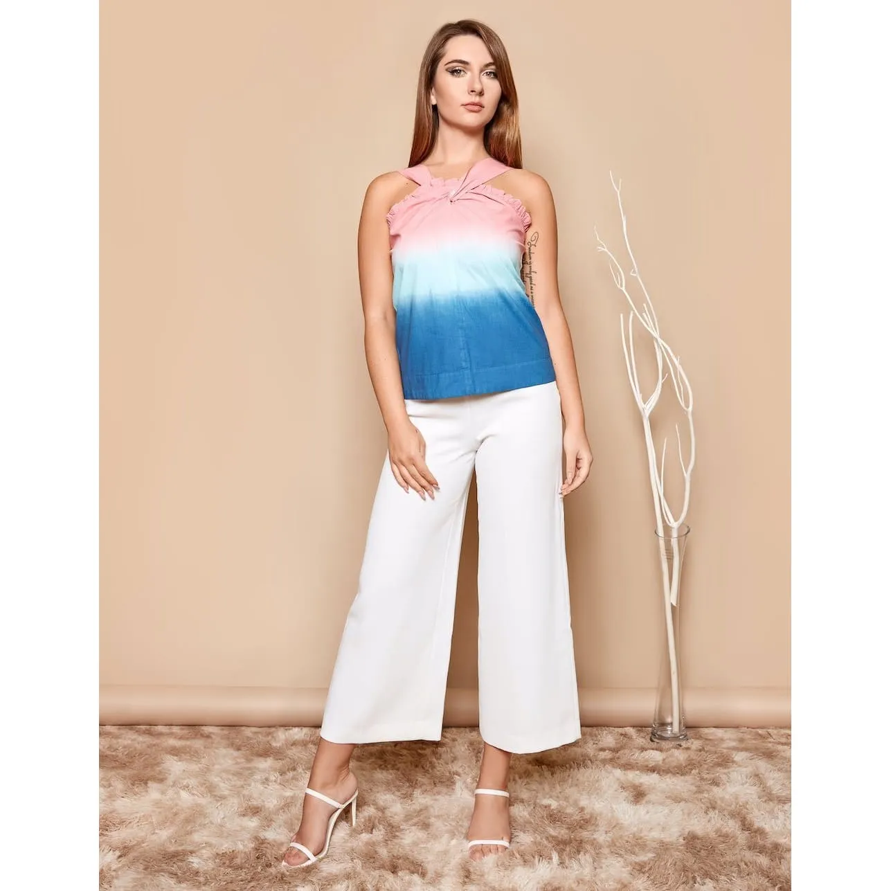 Sunrise Pink Blue Ombre Top