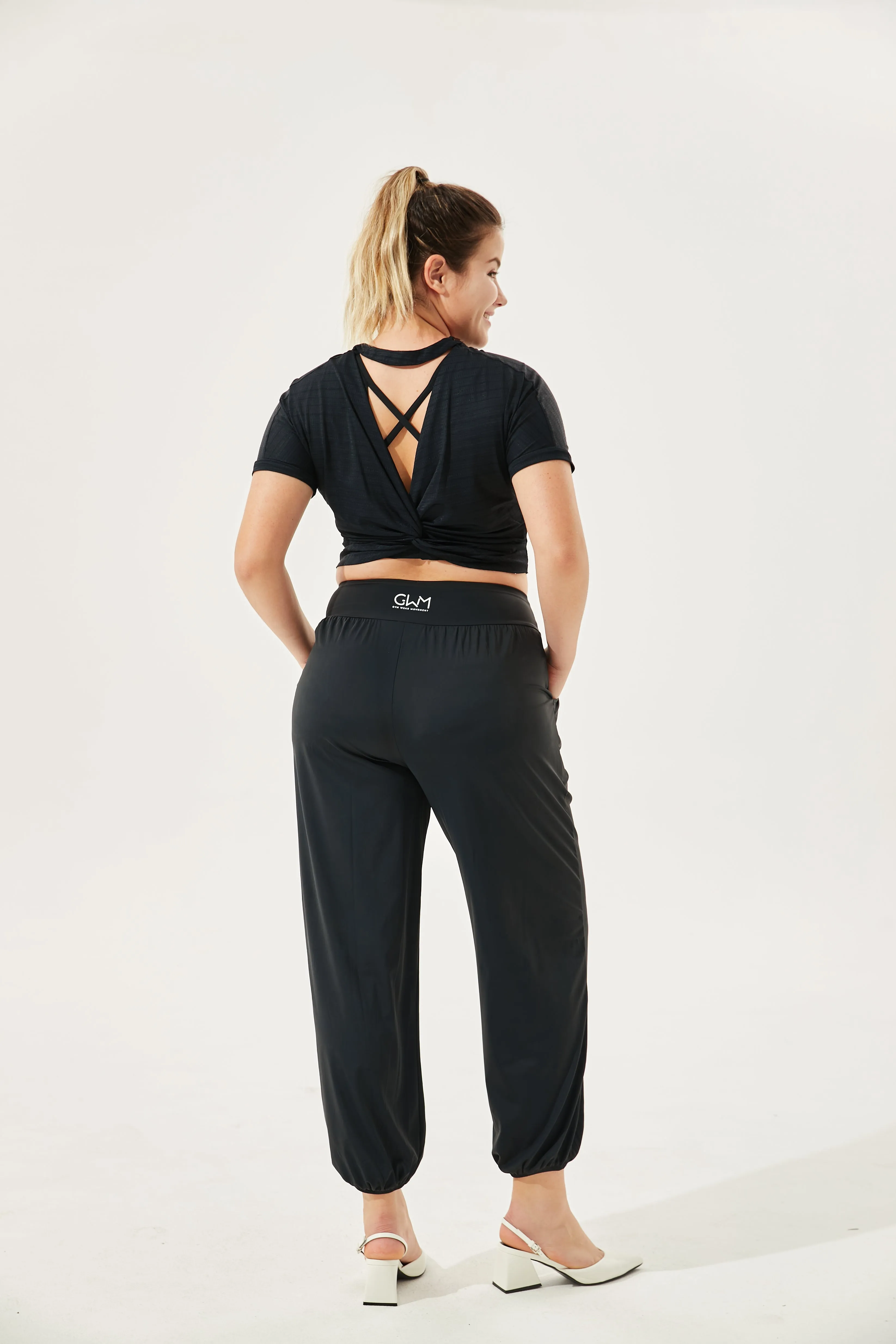 Tangs Display - High-Waist Silky Boho Joggers With Cuffs