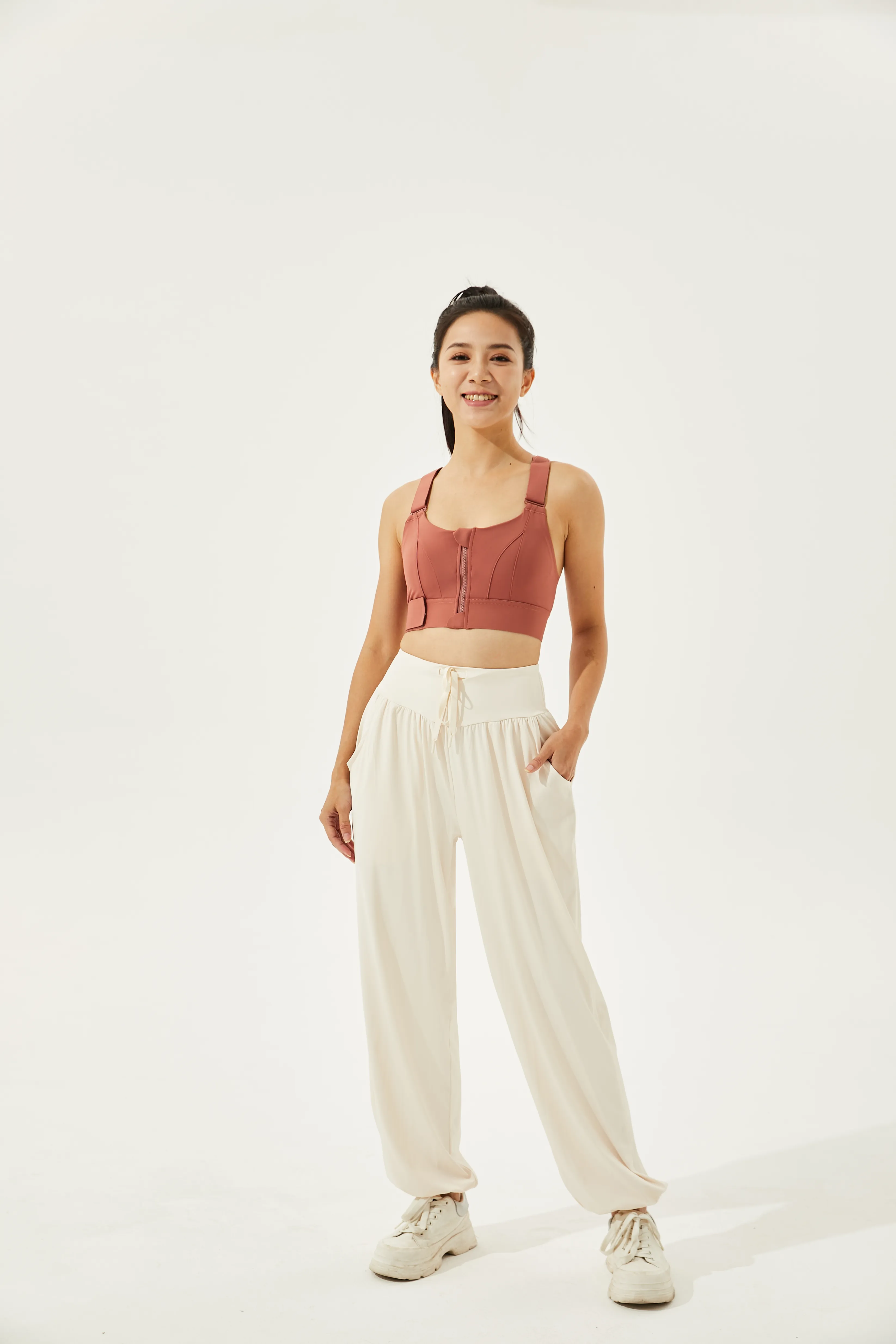 Tangs Display - High-Waist Silky Boho Joggers With Cuffs