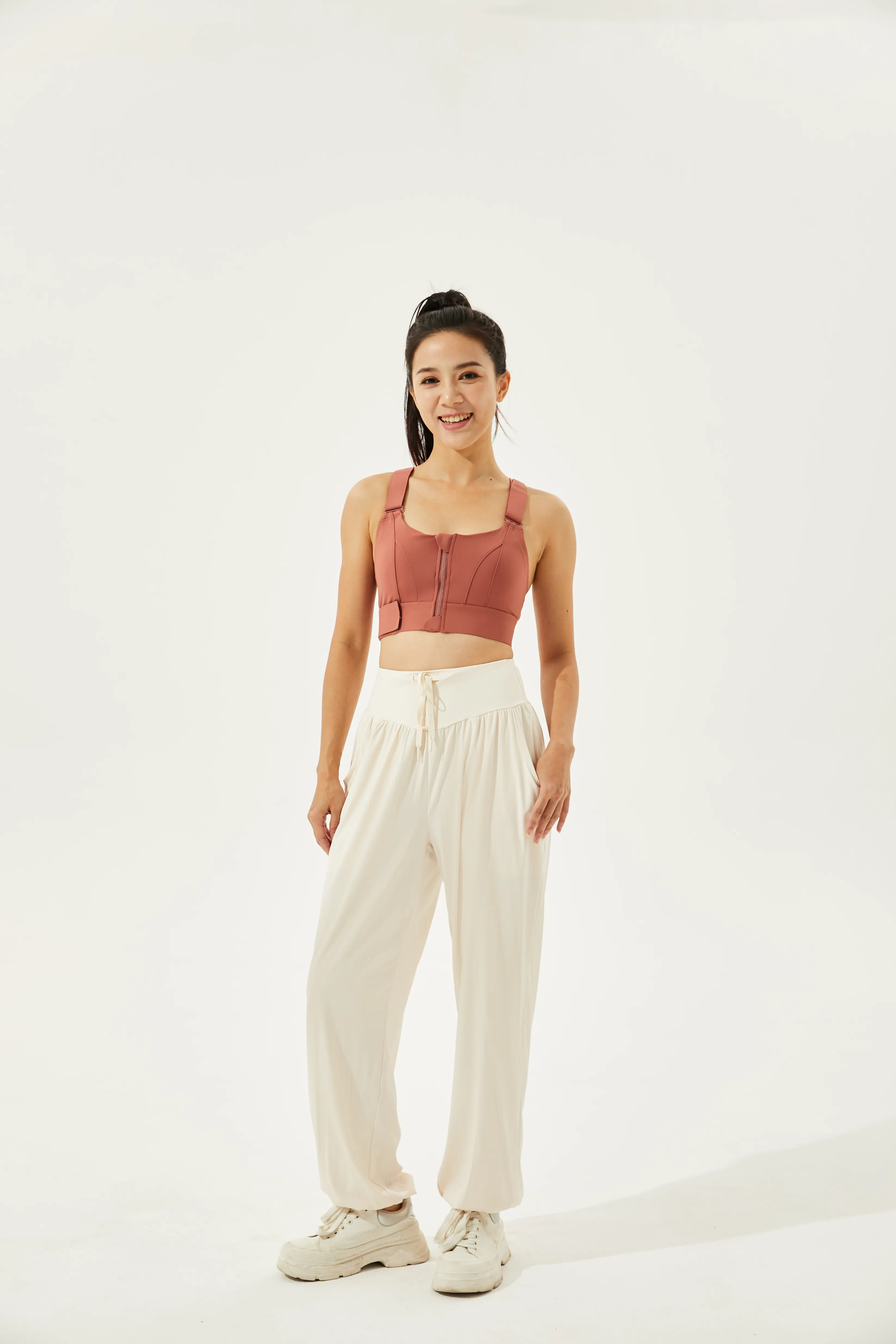 Tangs Display - High-Waist Silky Boho Joggers With Cuffs