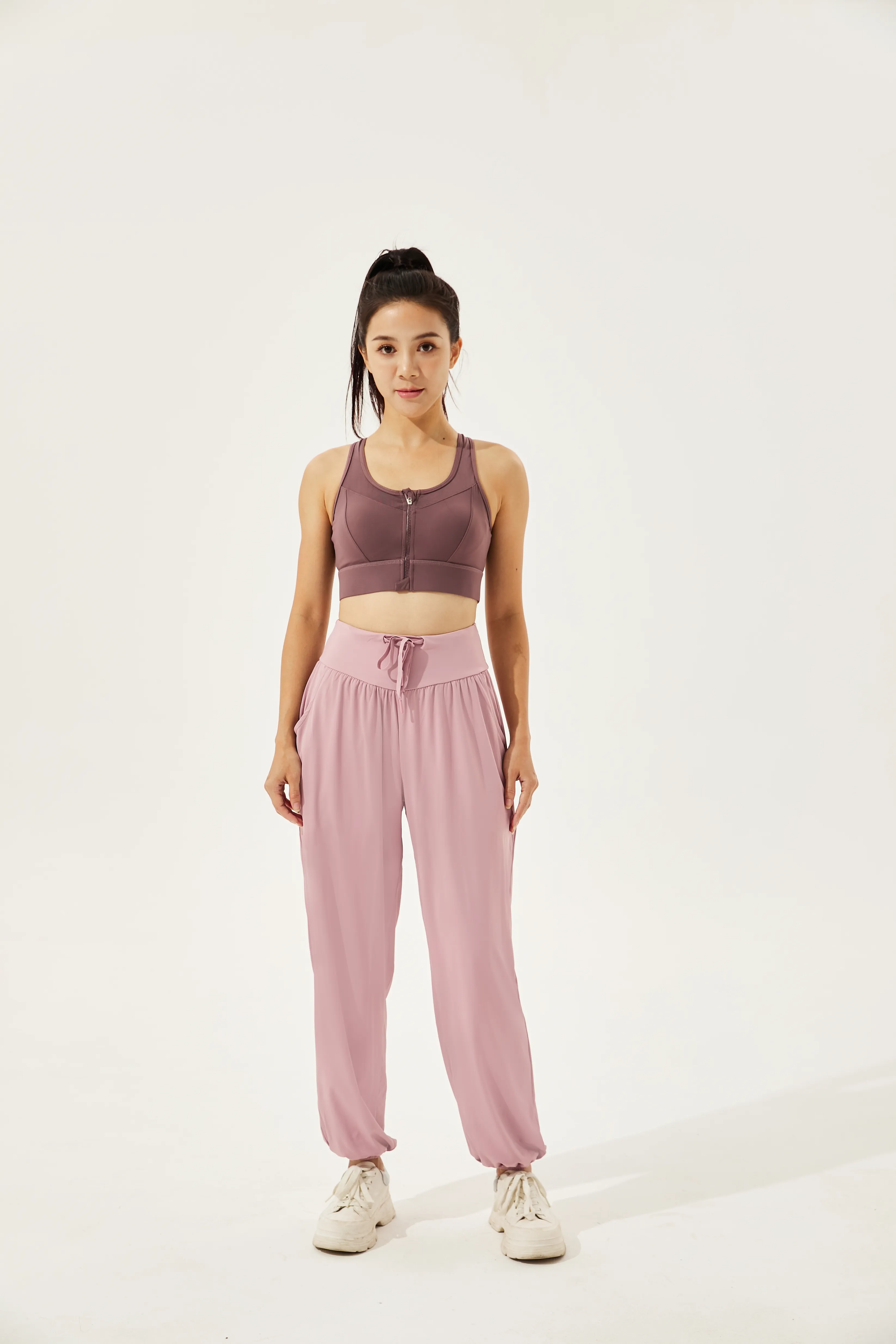 Tangs Display - High-Waist Silky Boho Joggers With Cuffs