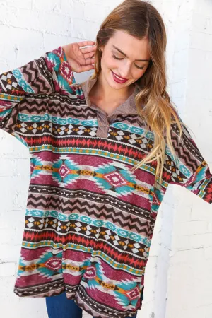 Taupe Multi Color Design Blouse