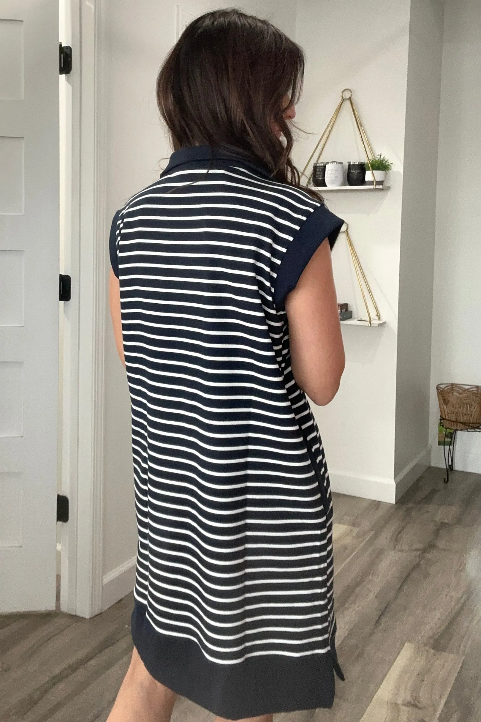 Teresa Striped Quarter Zip Dress