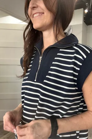 Teresa Striped Quarter Zip Dress