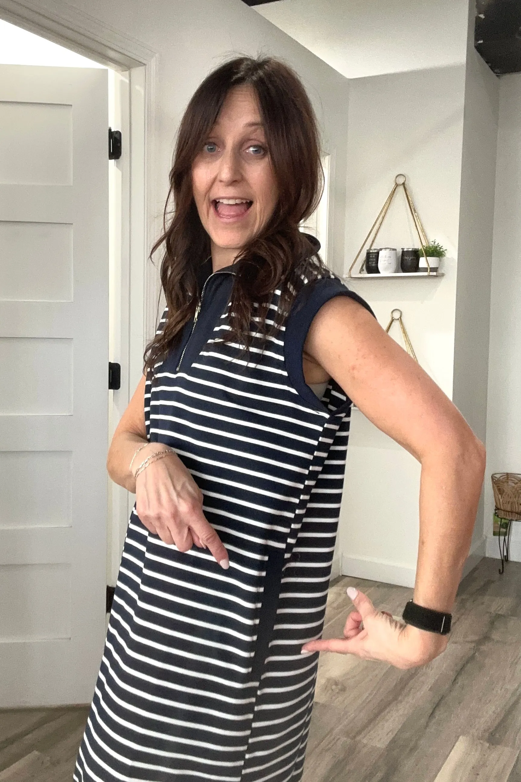 Teresa Striped Quarter Zip Dress