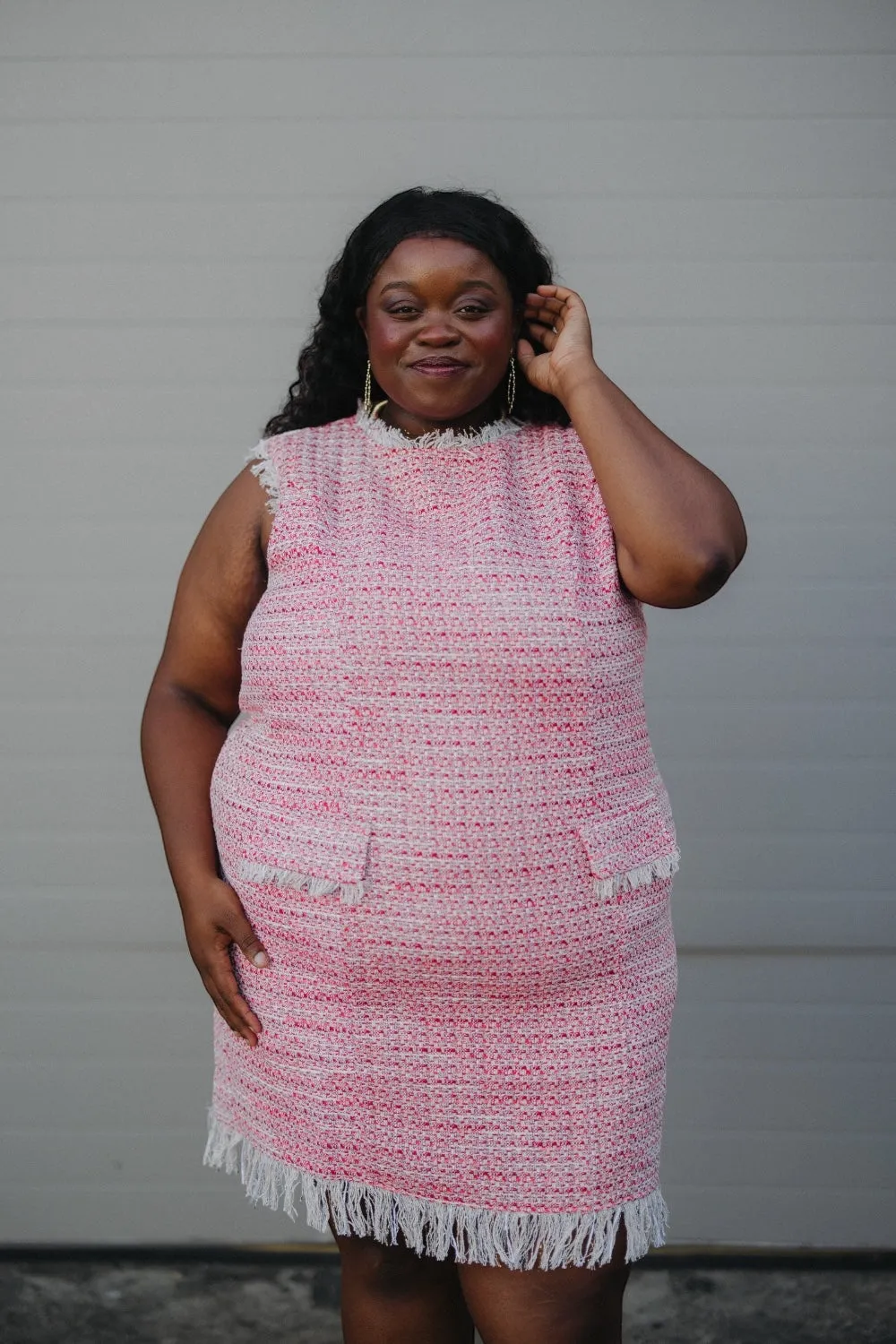 Tessa Tweed Frayed Hem Dress
