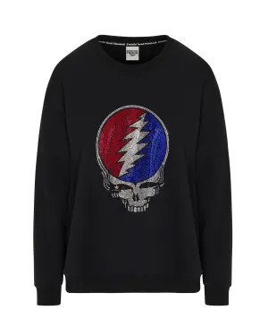 The Original Grateful Dead Rhinestone Stealie Sweatshirt - Black