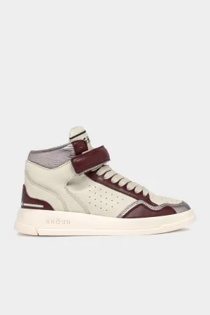 Tweener High Leather Sneakers in Burgundy