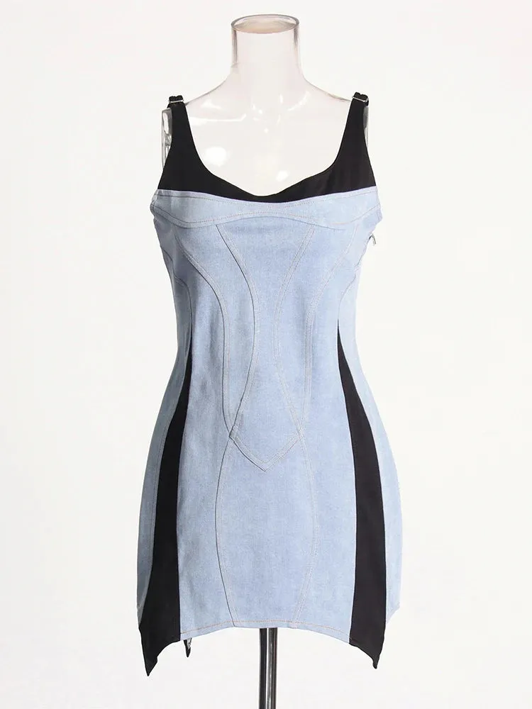 TWOTWINSTYLE Hit Color Slimming Sexy Dress
