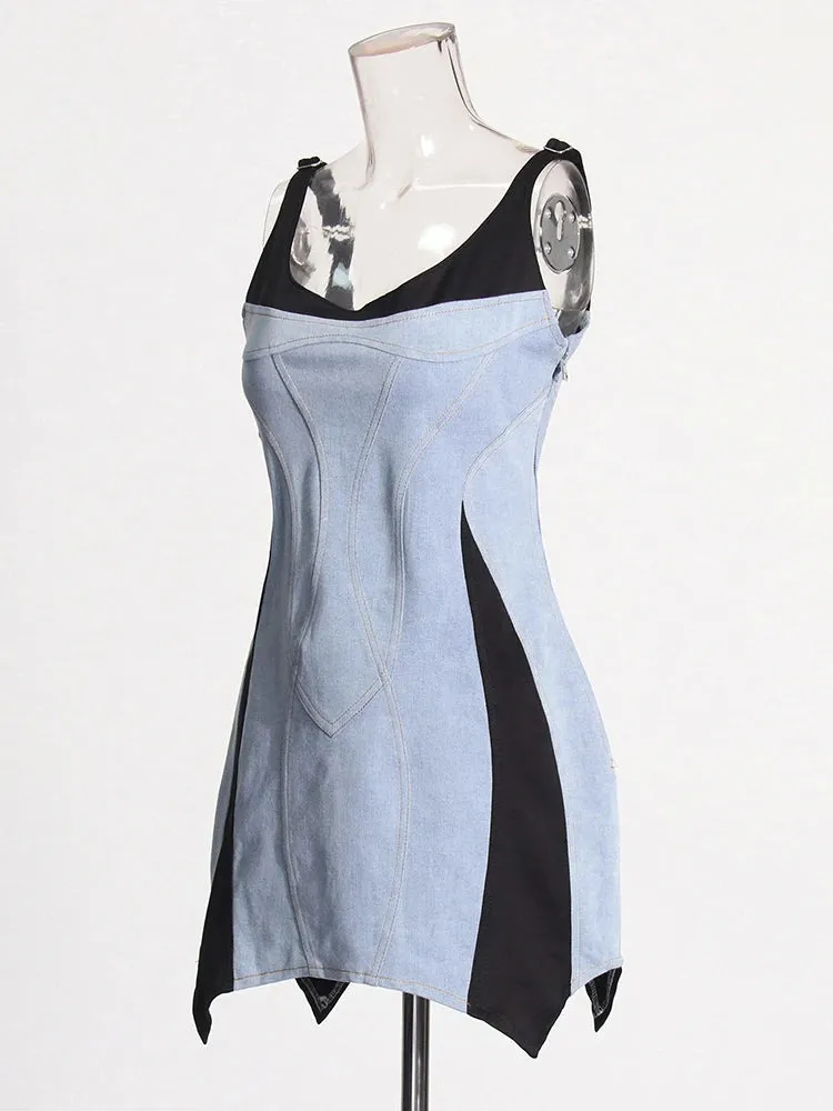TWOTWINSTYLE Hit Color Slimming Sexy Dress