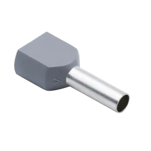 Unicrimp QDBFR25 Double Bootlace Ferrule 2.5mm Grey (100 Pack)
