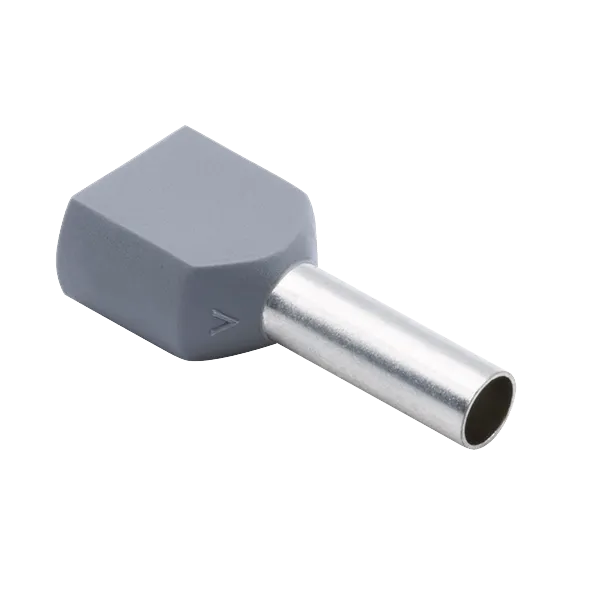 Unicrimp QDBFR25 Double Bootlace Ferrule 2.5mm Grey (100 Pack)