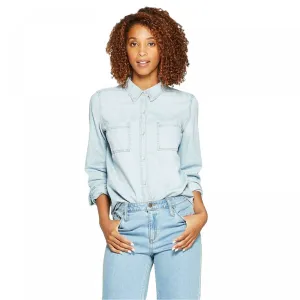 Universal Thread Women's Long Sleeve Labette Denim Woven Shirt