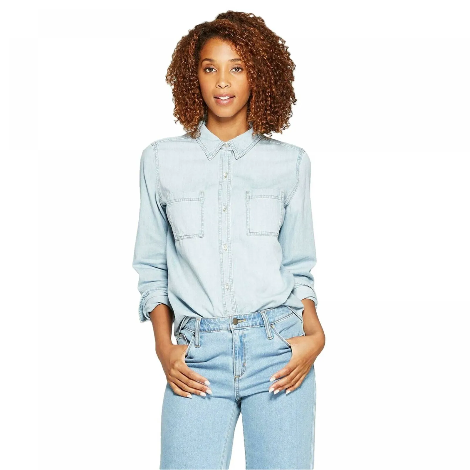 Universal Thread Women's Long Sleeve Labette Denim Woven Shirt