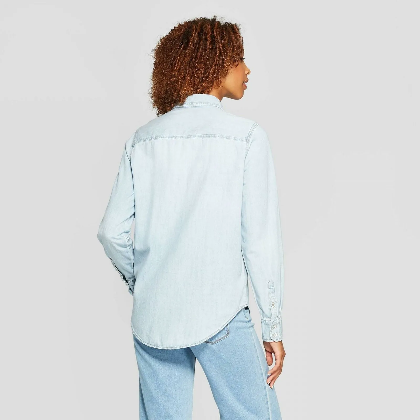 Universal Thread Women's Long Sleeve Labette Denim Woven Shirt