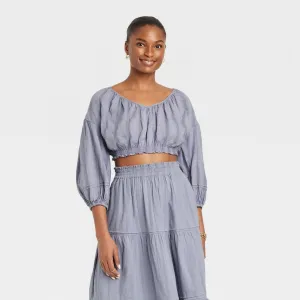 Universal Thread Women's Long Sleeve Off the Shoulder Crop Top