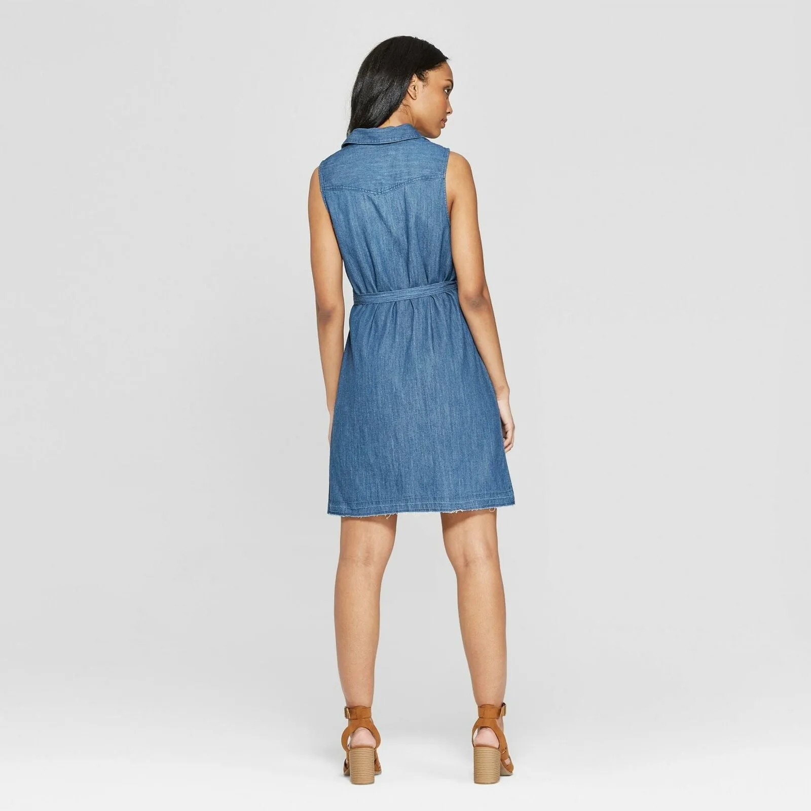Universal Thread Women's Sleeveless Western Denim Shirt Dress