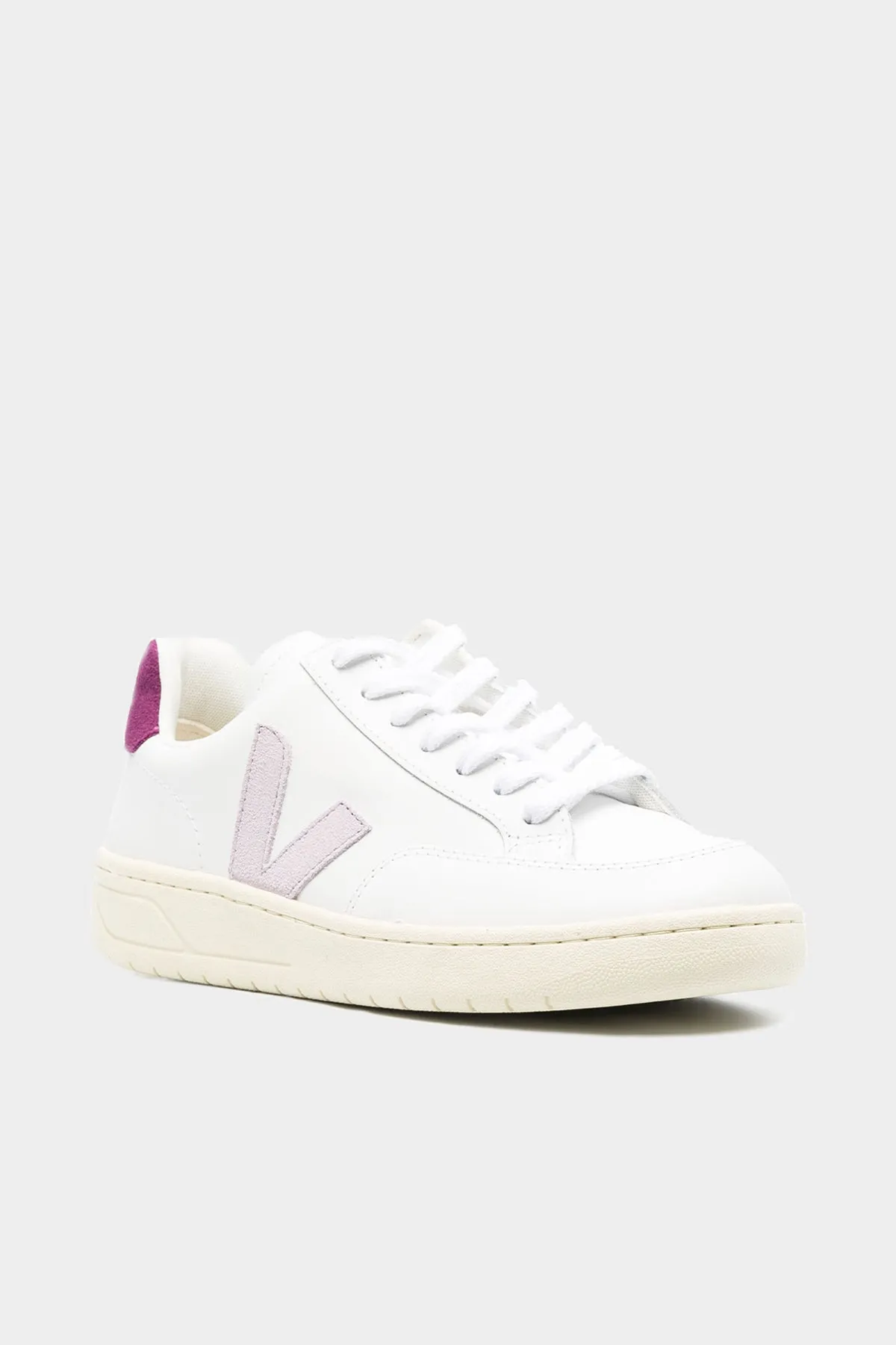 V-12 Leather Sneaker in White Parme Magenta