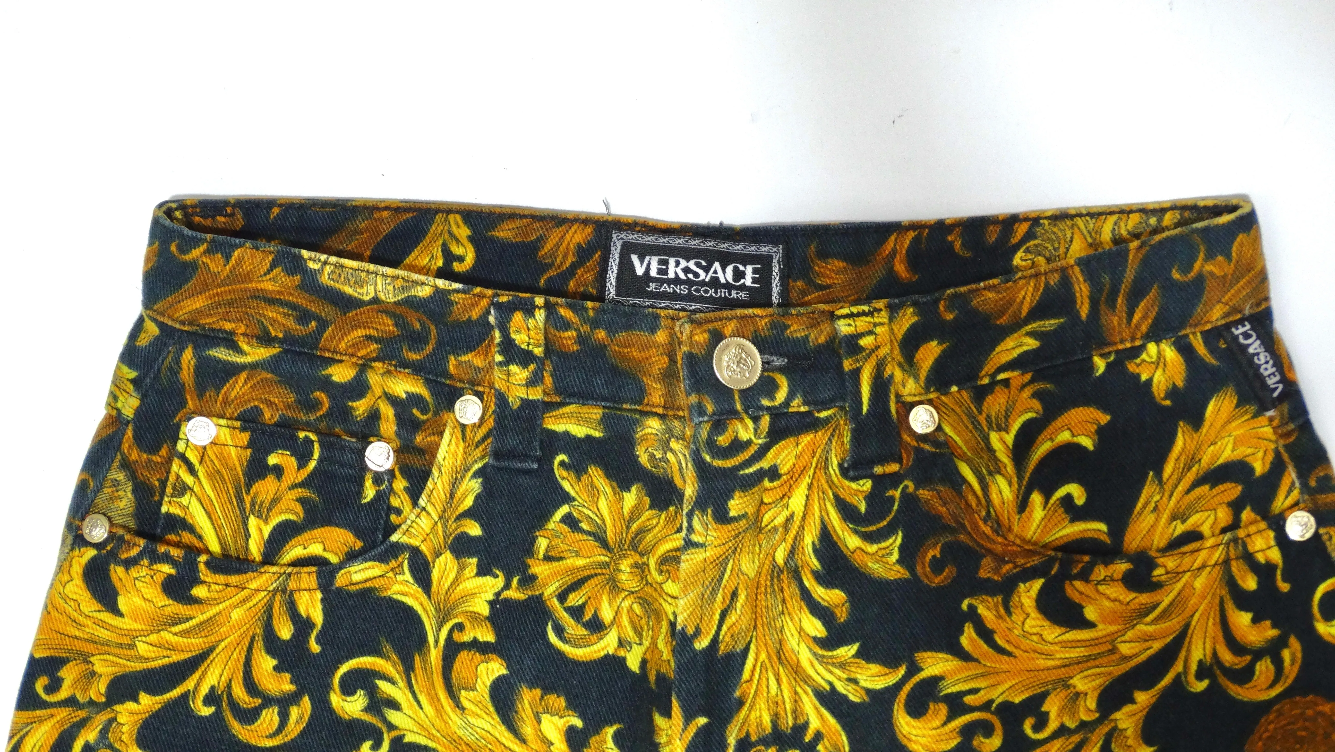Versace Jeans Couture Baroque-Print Cropped Jeans