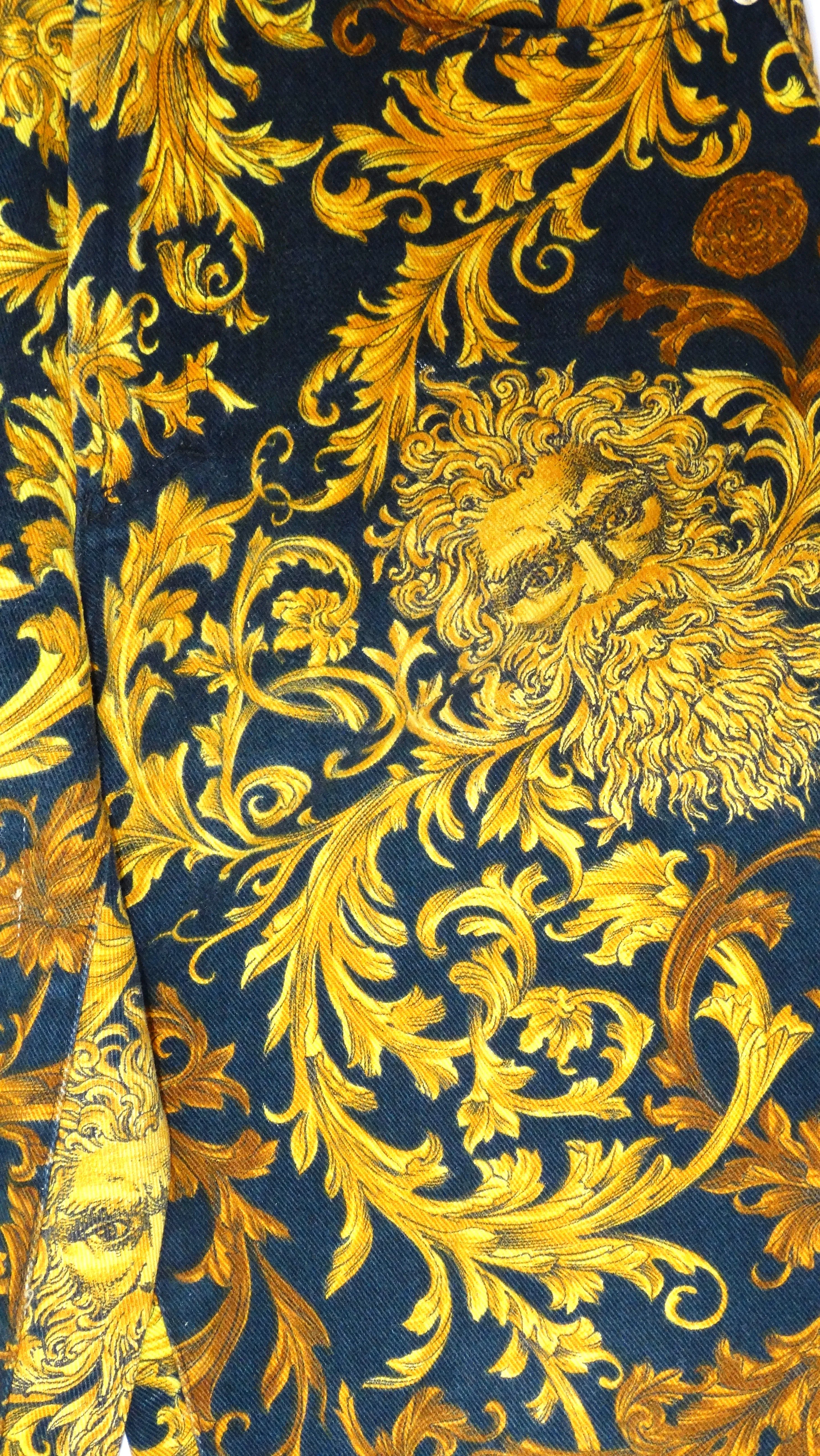 Versace Jeans Couture Baroque-Print Cropped Jeans