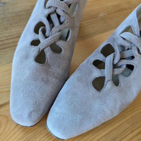 vintage PAPPAGALLO taupe suede 1920's style 7 7.5 N