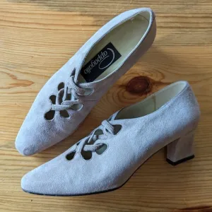 vintage PAPPAGALLO taupe suede 1920's style 7 7.5 N