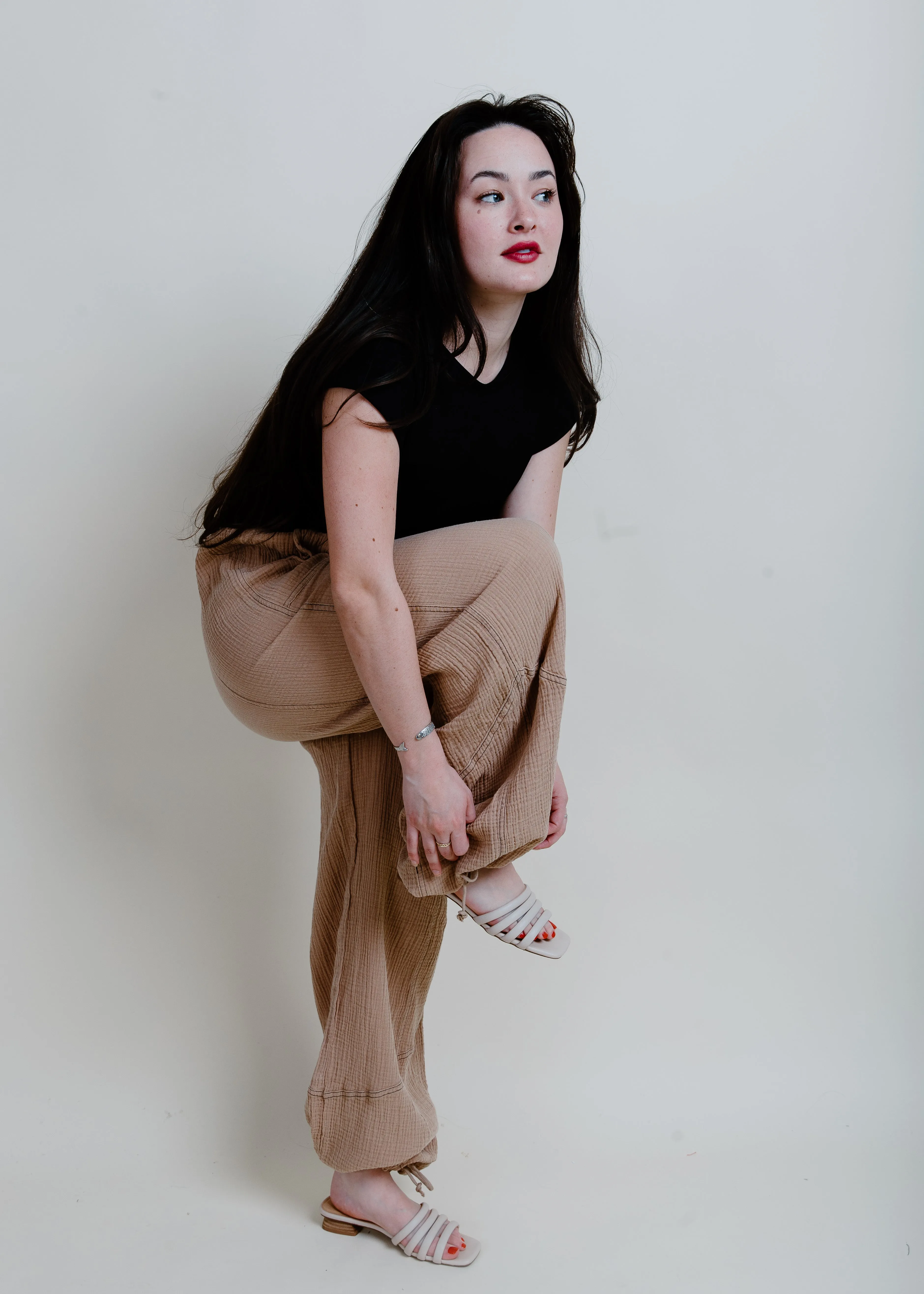 Zia Crinkle Parachute Pants - Sand