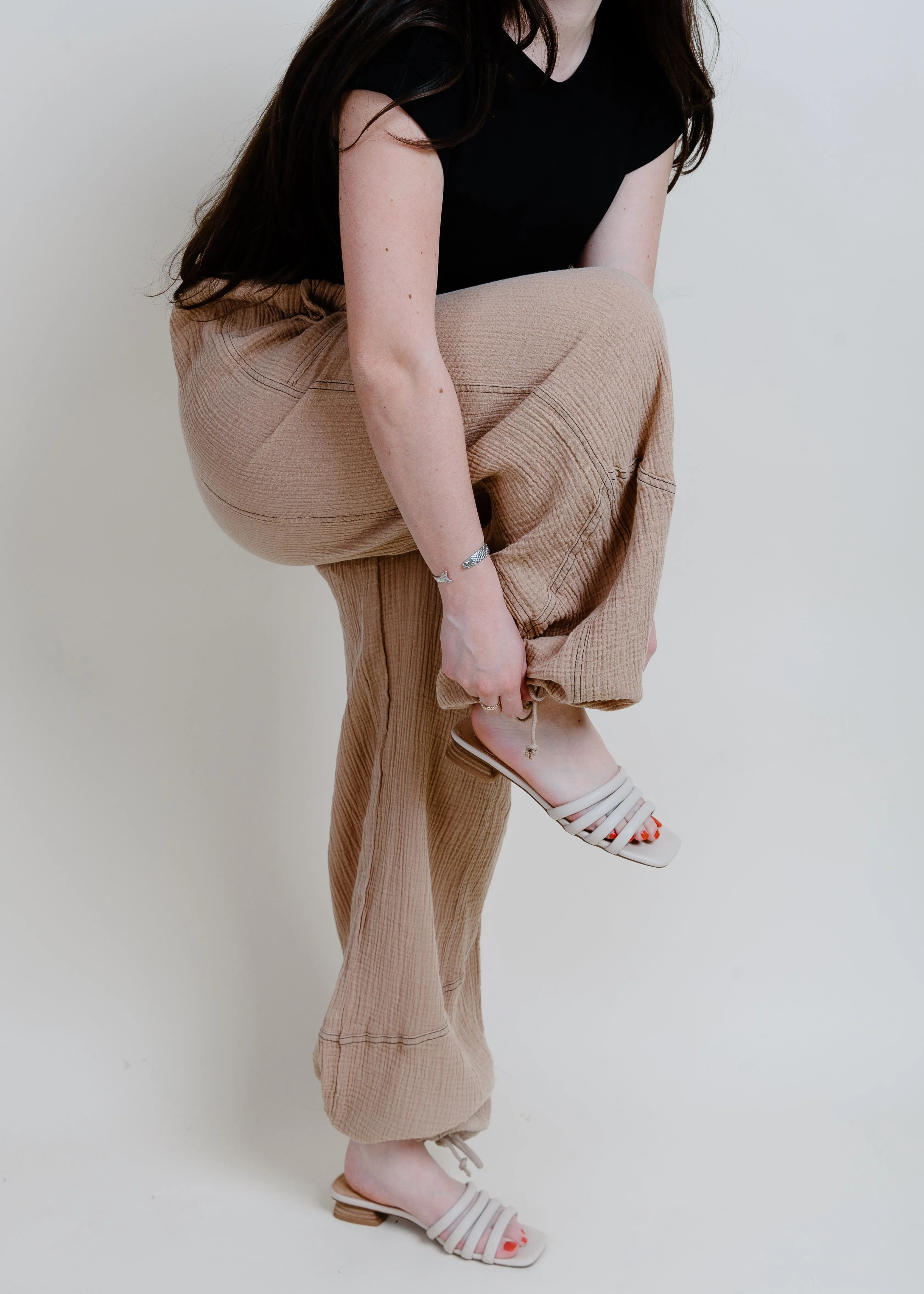Zia Crinkle Parachute Pants - Sand