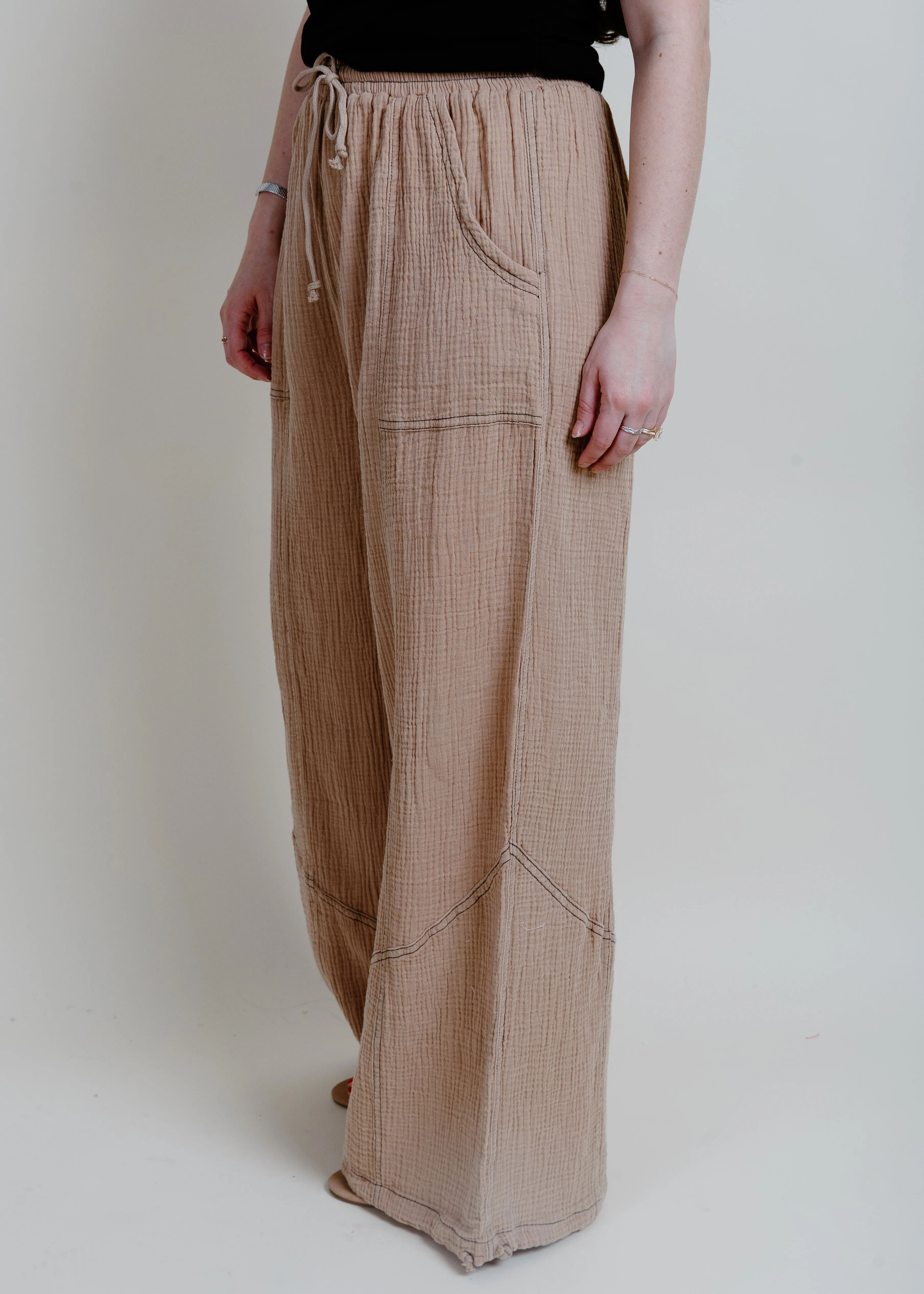 Zia Crinkle Parachute Pants - Sand