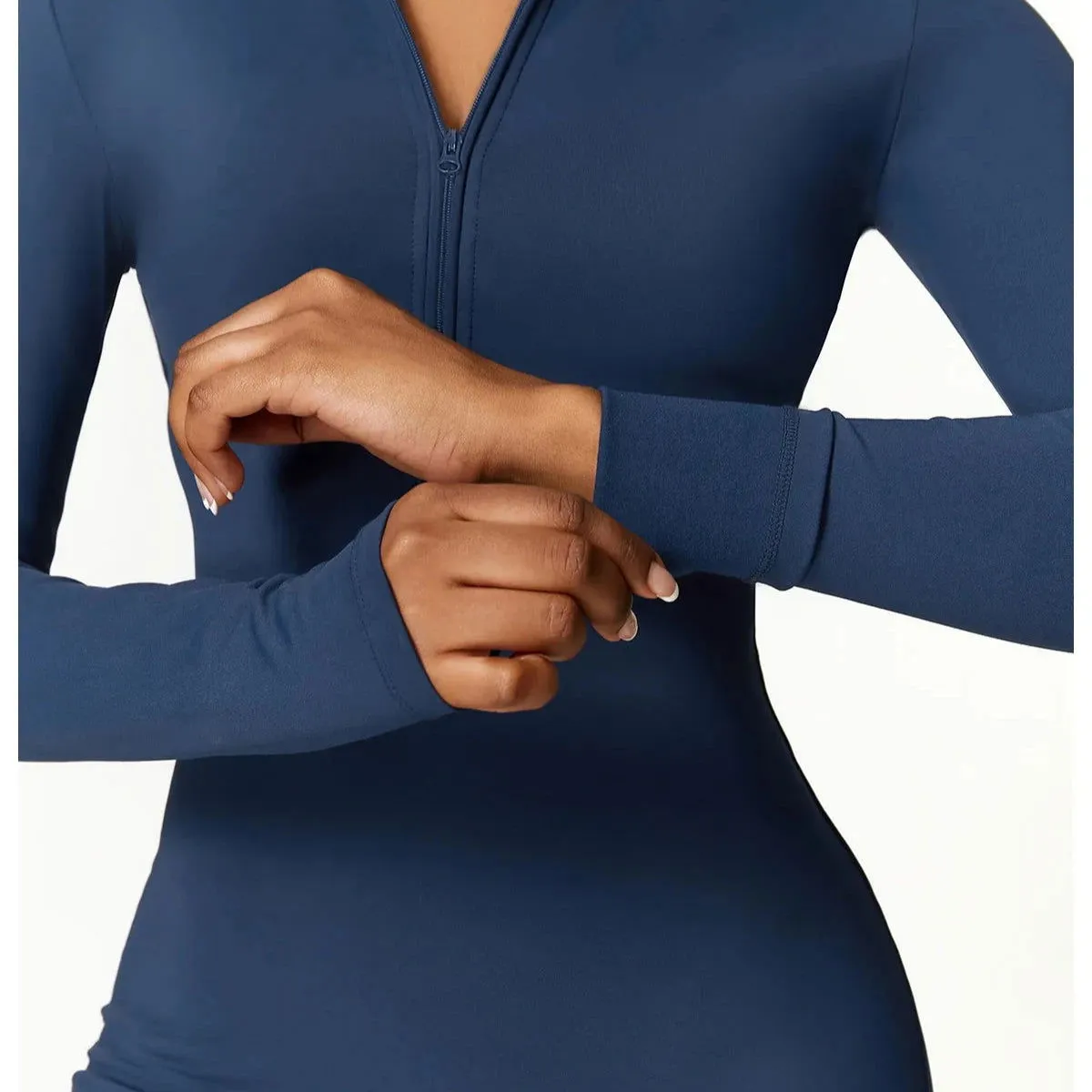 Zipper Jumpsuit – One Piece, High Neck, 4-Way Stretch, Breathable Compression Fabric