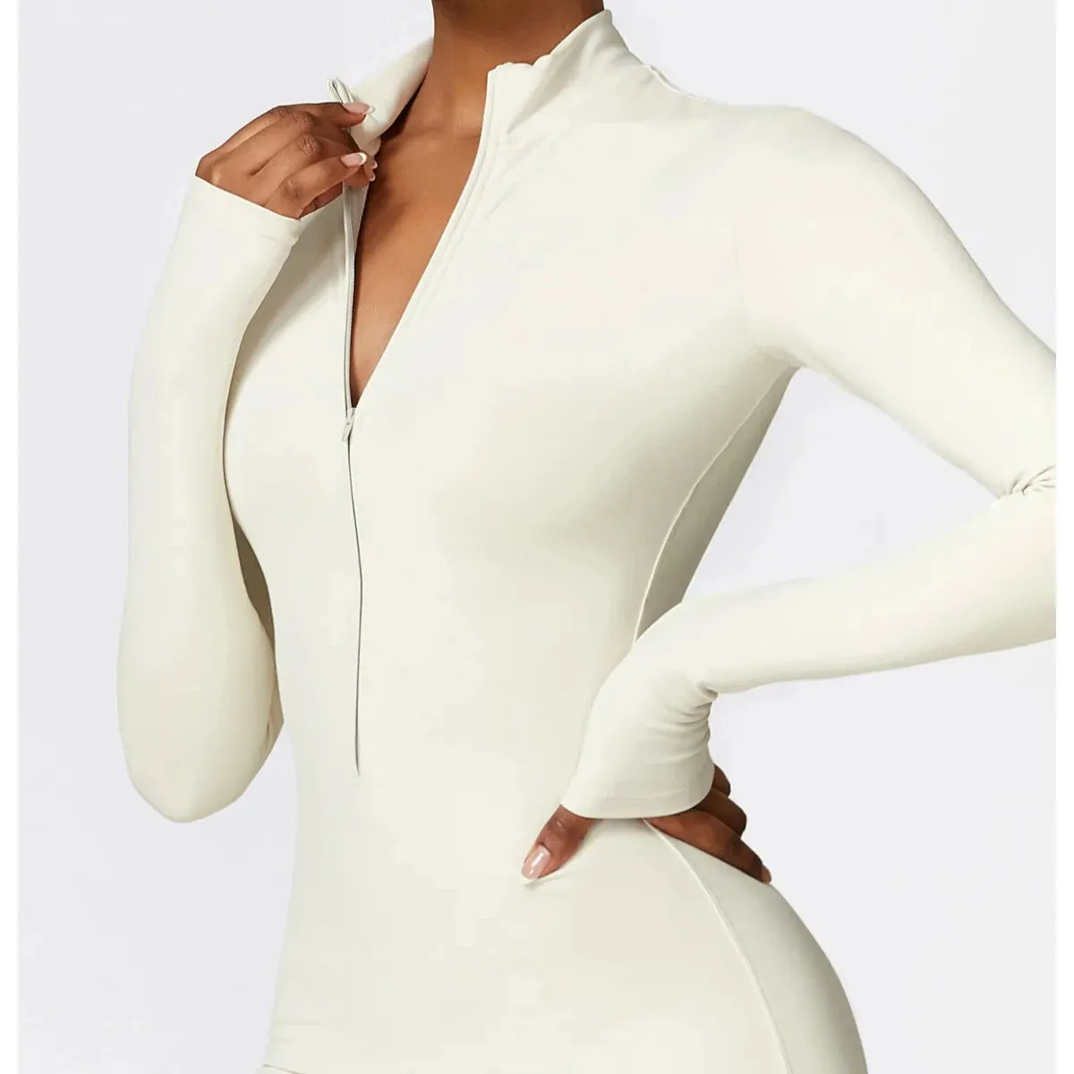 Zipper Jumpsuit – One Piece, High Neck, 4-Way Stretch, Breathable Compression Fabric