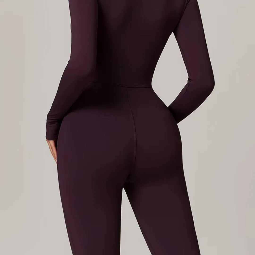 Zipper Jumpsuit – One Piece, High Neck, 4-Way Stretch, Breathable Compression Fabric